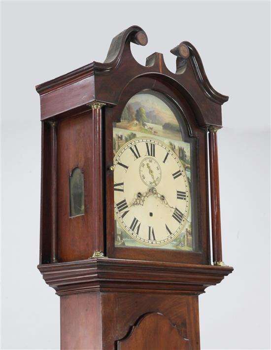 An early 19th century mahogany eight day longcase clock, 7ft